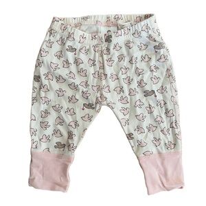 Hanna Andersson Bird Print Wiggle pants - Pink and White Pima Cotton